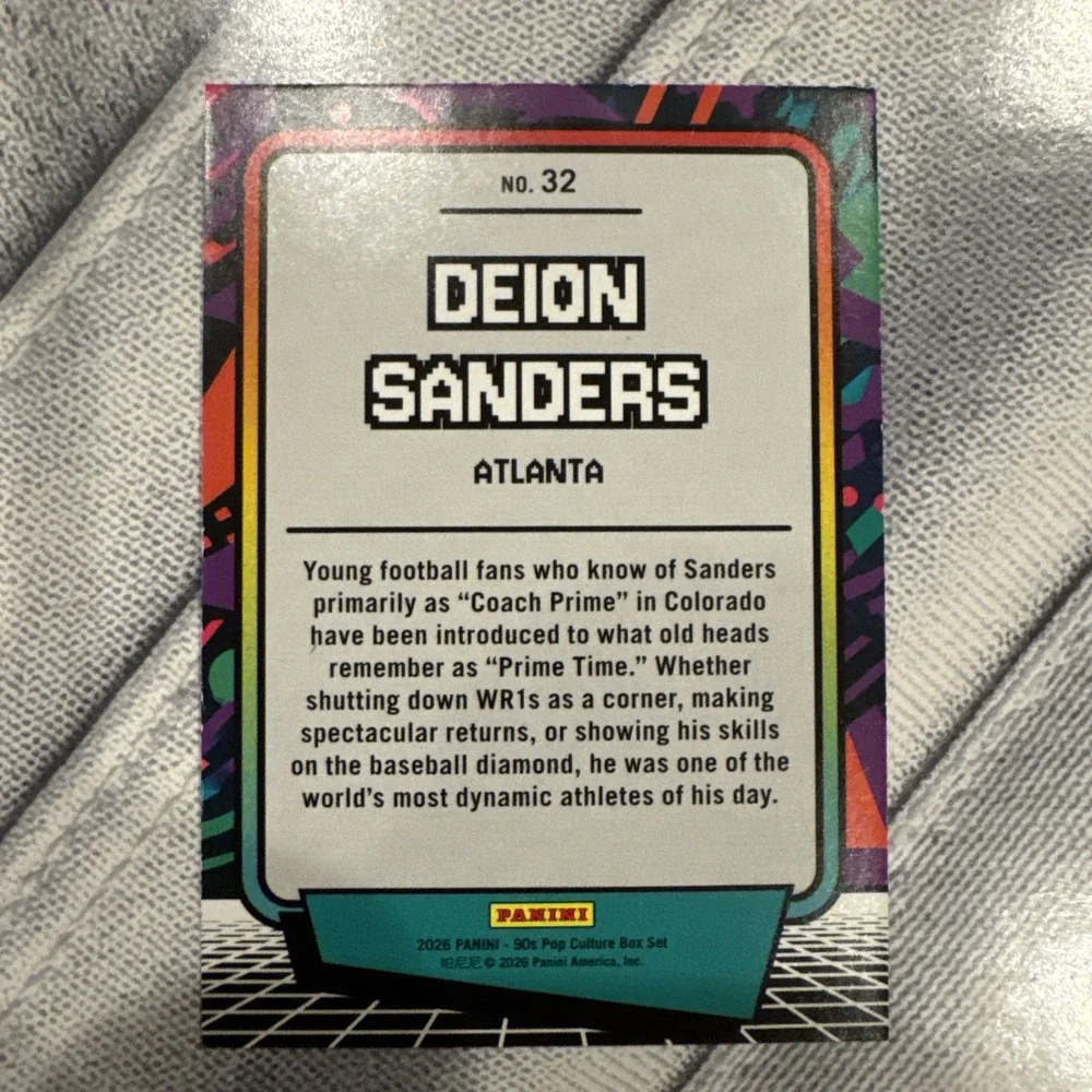 Panini 90s Pop Culture Deion Sanders #32 Holo Falcons Football Card